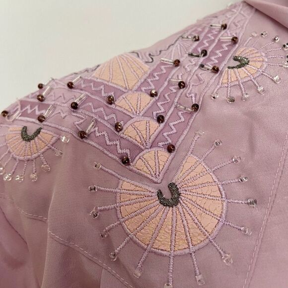 Richard Martin 80s Beaded Embroidered Shoulder Neck Tie Button Down - Picture 4 of 11